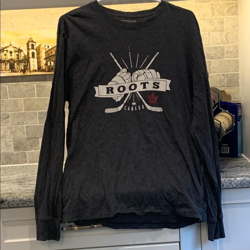 Roots Charcoal Gray long sleeve shirt medium - Picture 4 of 4